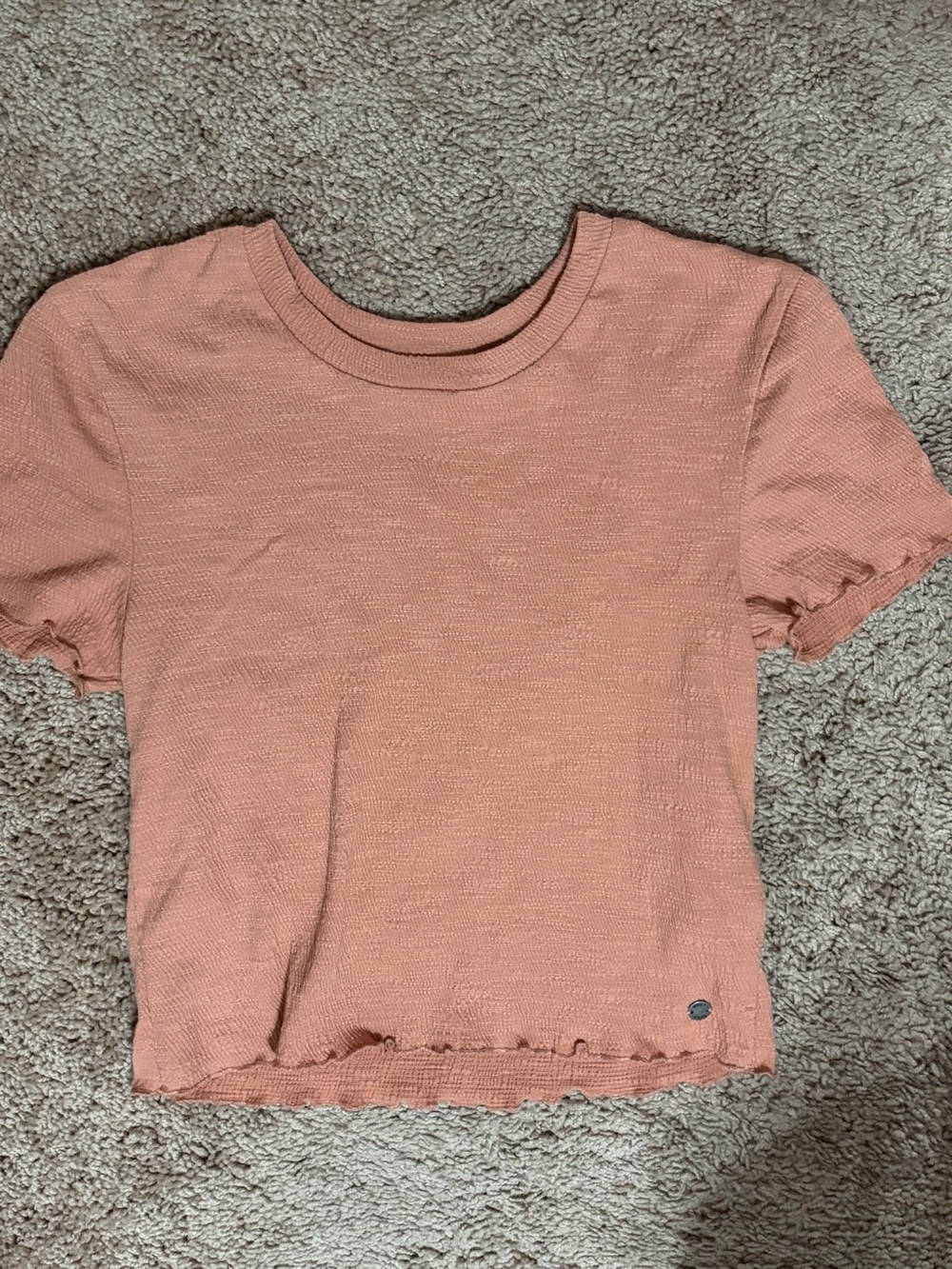 Roxy Peach Short Sleeve Ruffle-Hem Tee (454)